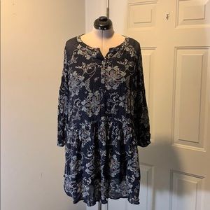 Hinge blue floral tunic dress Xl